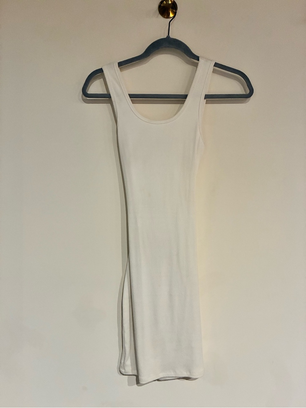 Classic White Ribbed Tank Dress - Women's